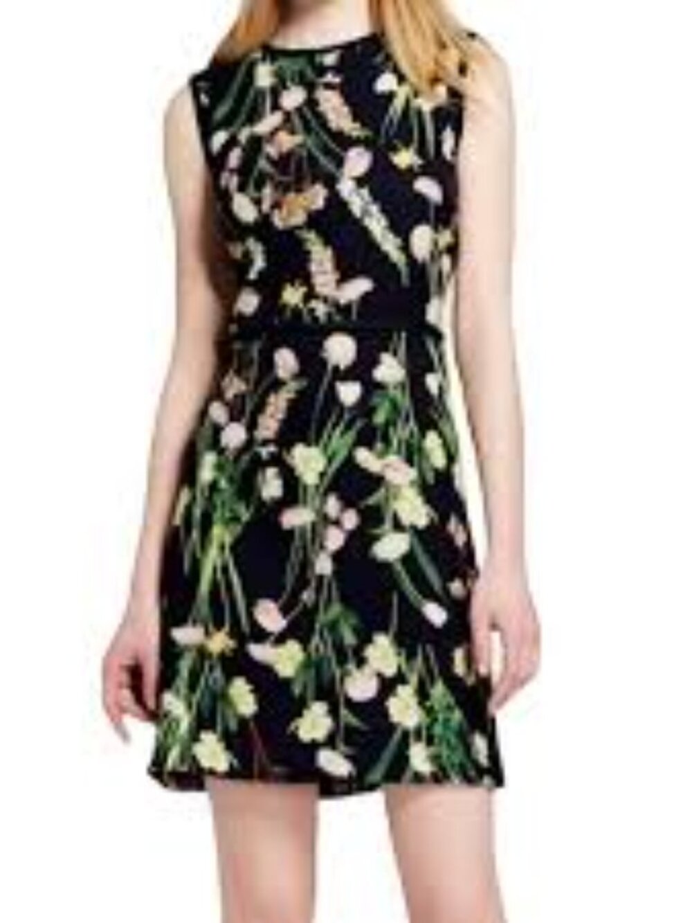 Victoria Beckham Black Sleeveless Floral Mini Dress, Size Small- Like New
